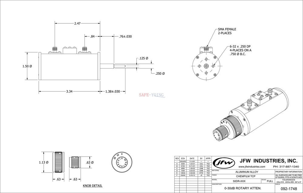 ONE 50DR-055 DC-2GHz 0-30dB 1dB Step 2W SMA RF Variable Attenuator