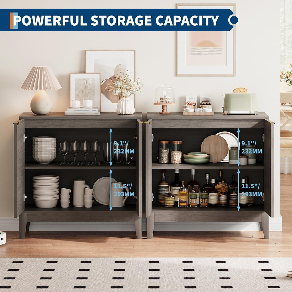 Modern 32" Fluted Sideboard Cabinet with Storage for Kitchen & Dining Room