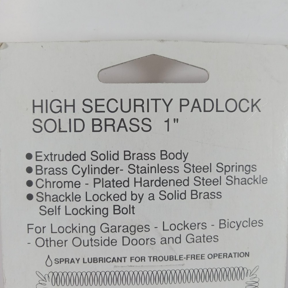 ACE 54539 Padlock 1" Solid Brass High Security Hardware