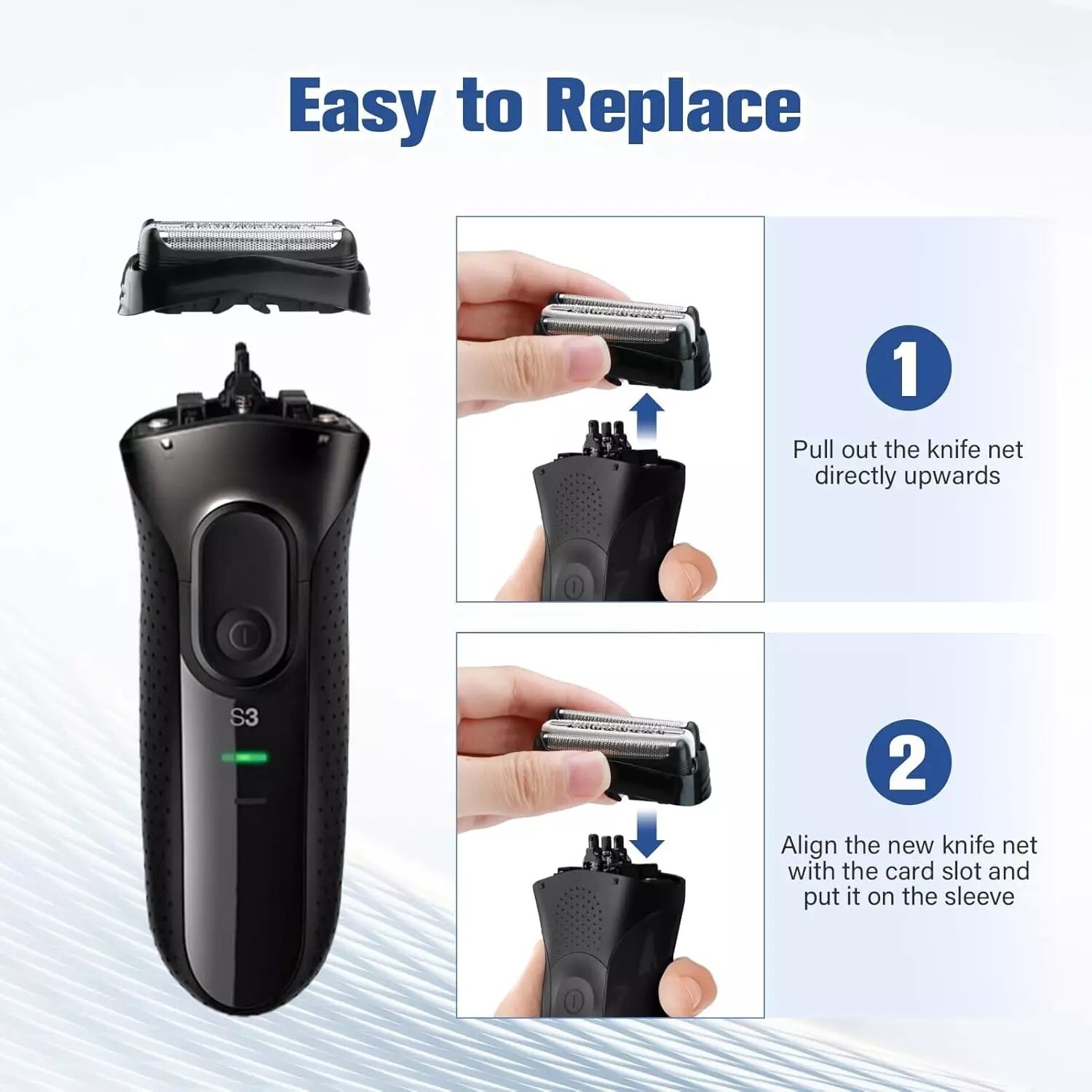 2PCS For Braun Series 3 32B Electric Shaver Replacement Foil Head 3040s 380 3080