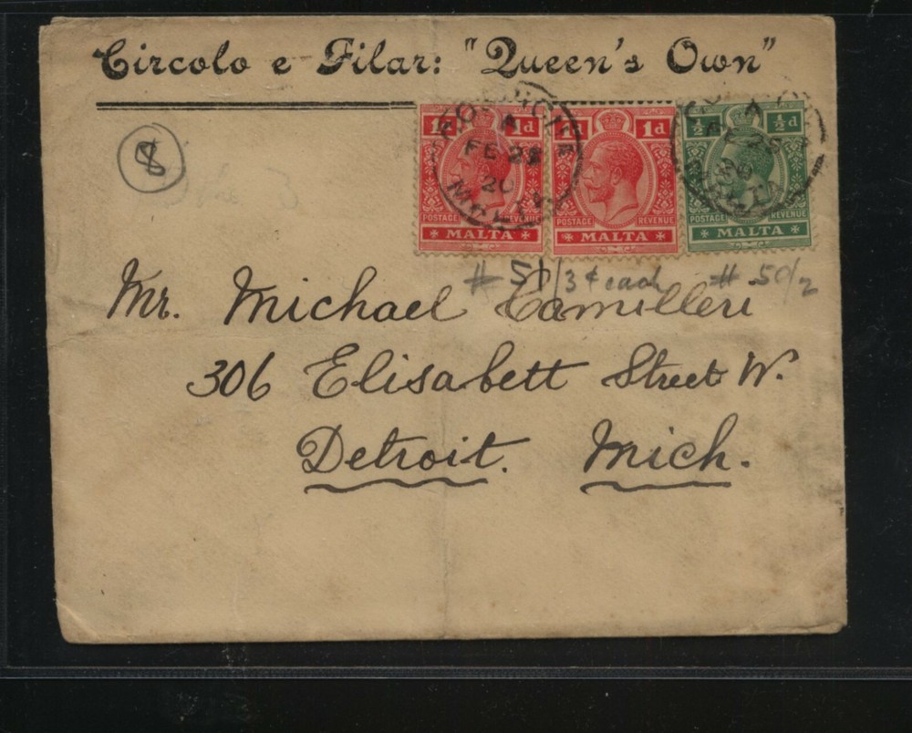 Malta  cover  to   US        SR0715