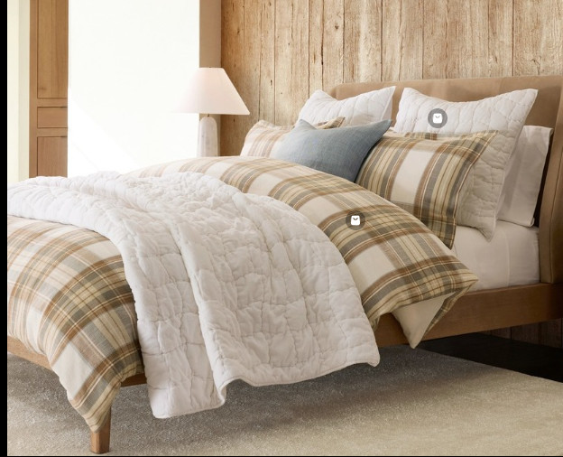 Pottery Barn Stewart Plaid Cotton Duvet Cover FULL QUEEN Neutral MULTI SOLD OUT