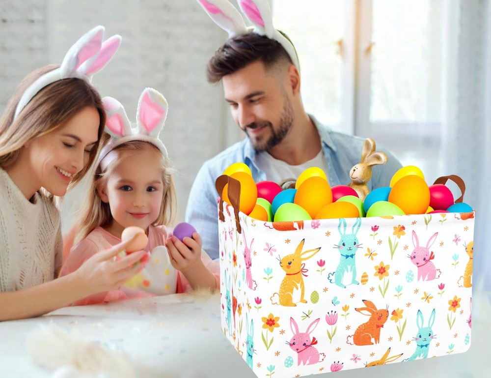 MYFLOCY Large Rectangular Easter Baskets Empty Waterproof Boy Toy Box Foldabl...