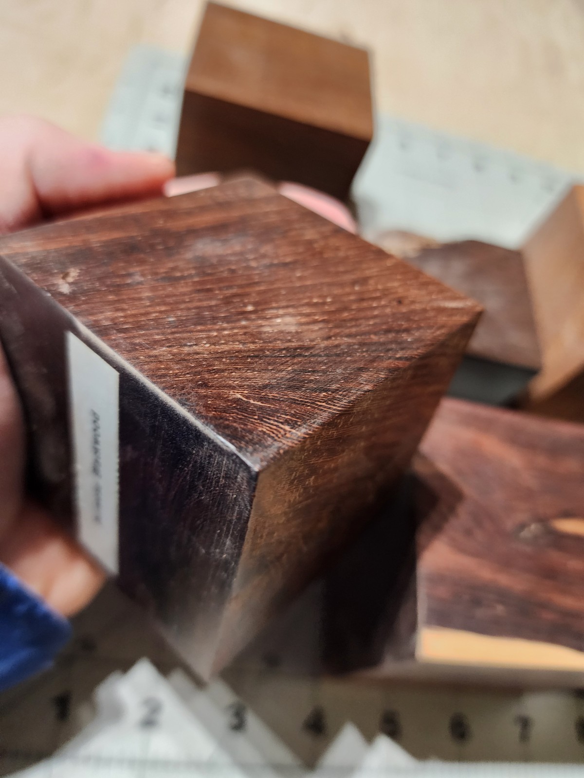 Seven Exotic Wood Cubes, 2 To 3" Square, For Turning Or Samples