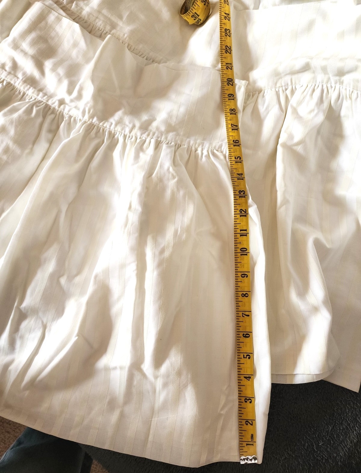 Anichini Euro Bed Skirt Set - 2x-82"x20" 1x-64"x20" Cream Striped Damask USA