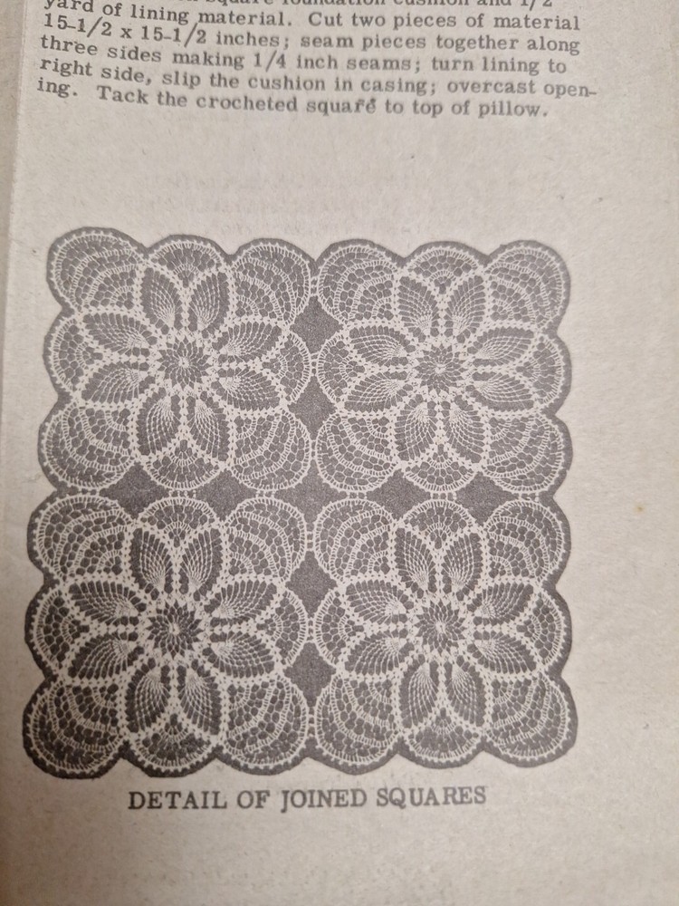 Doily Bedspread Scarf + 609 Crochet Square Pattern Cotton Thread Mail Order VTG