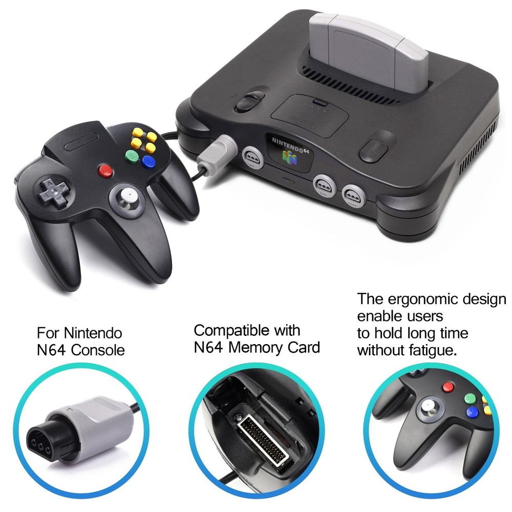 miadore N64 Classic Controller, Retro 64-bit Remote Gamepad Black