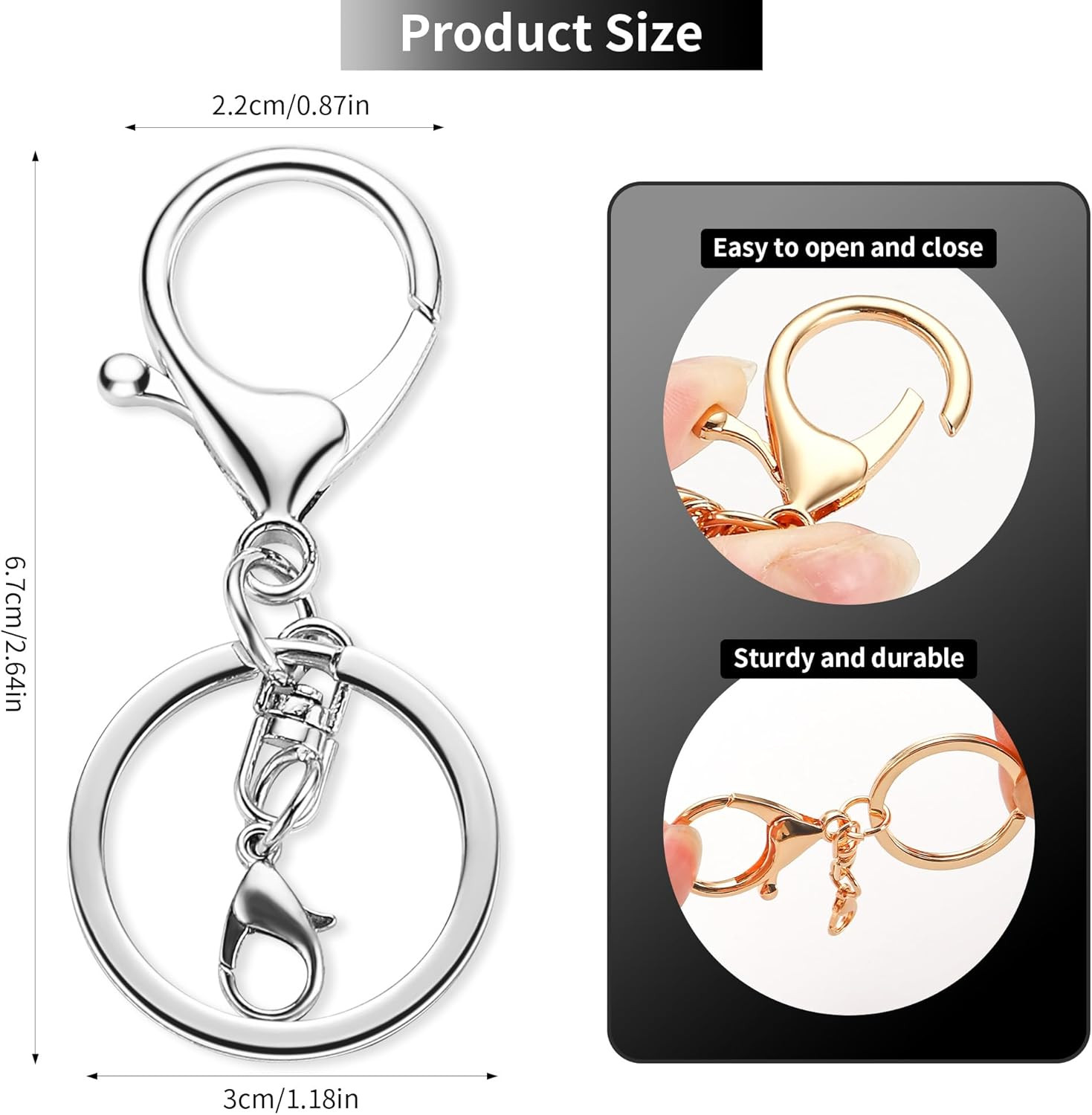 10 Pack a Set Metal Lobster Claw Clasps and Key Rings, Key Chain Accessories, Ke