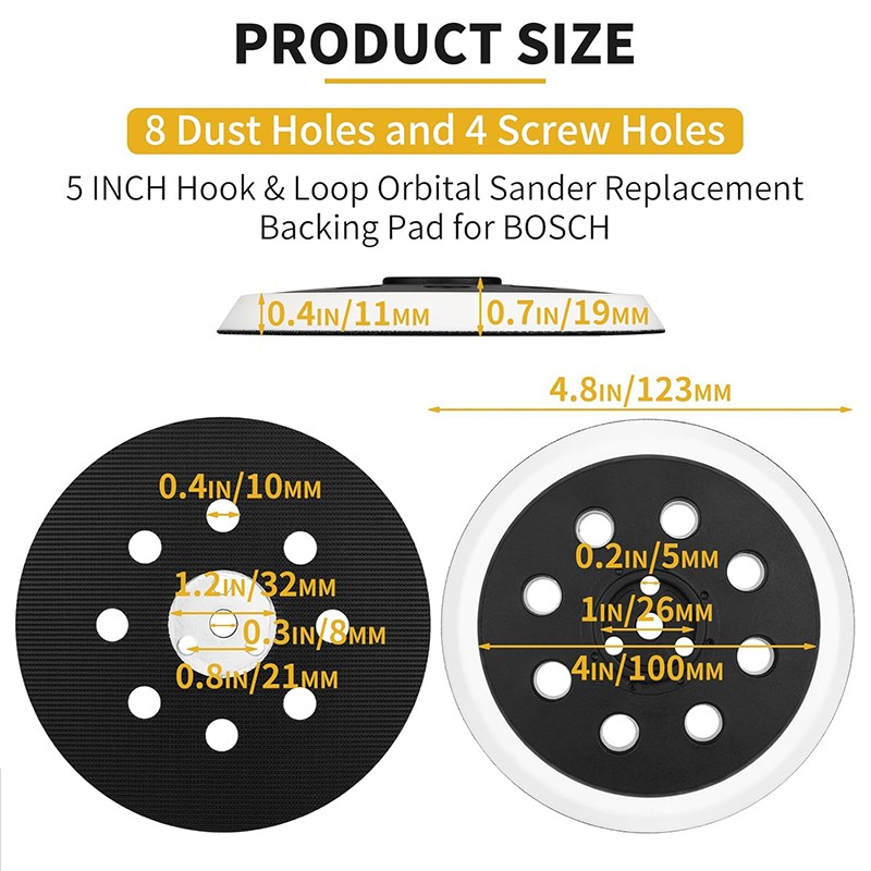 5" 8-Hole Hook&Loop Sander Backing Pad for Bosch RS032 RS031 3107DVS 3725DEVS