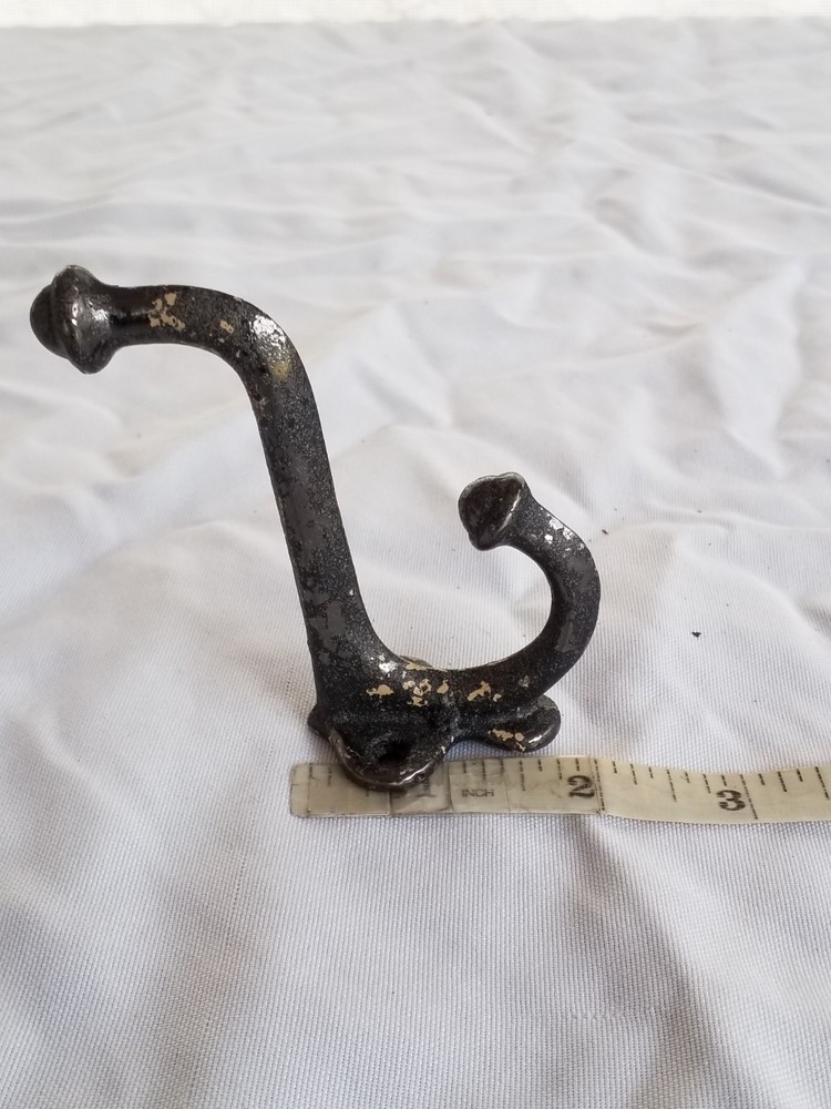 Vintage Hardware Pair Coat/ Hat Hook Matched Set Distressed Original 3.5" Hooks