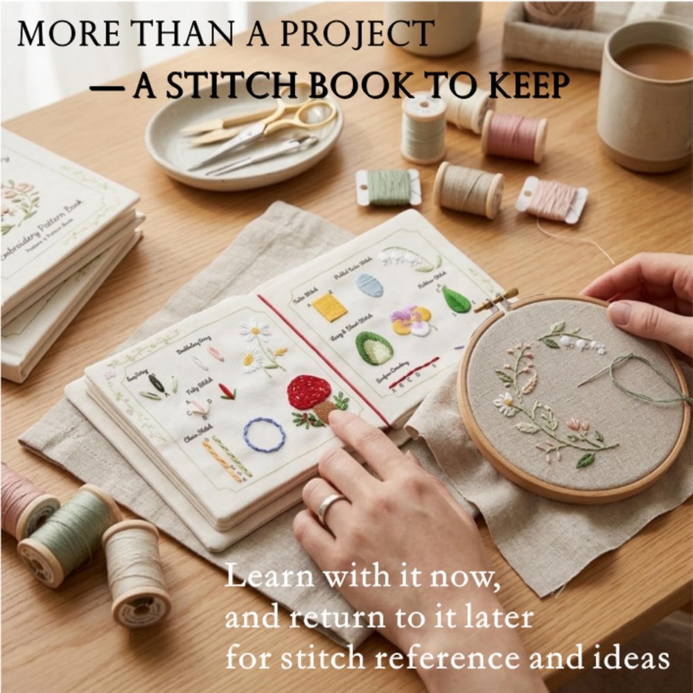 TenDawn Beginner Embroidery Stitch 6x5.5 inches, Basic & Intermediate Kit