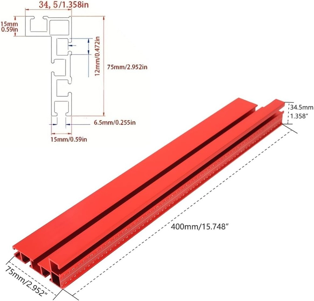 Rustproof T-Track Table Fence with Laser Scale for Universal Woodworking Use