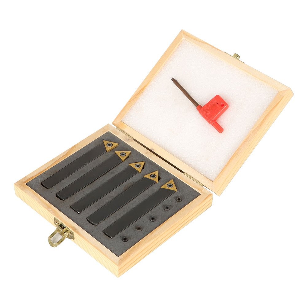 5 Pcs 1/2" Carbide Indexable Turning Tool Lathe Bit With Carbide Inserts Tool