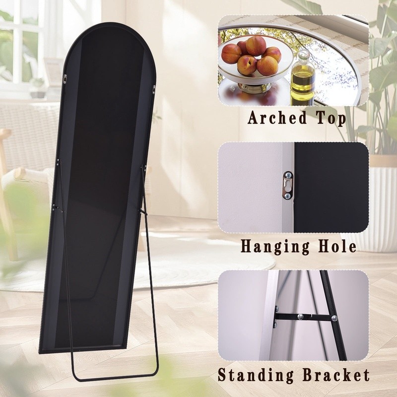 Freestanding Full Length Mirror Arch Adjustable Clear Reflection Easy Mounting