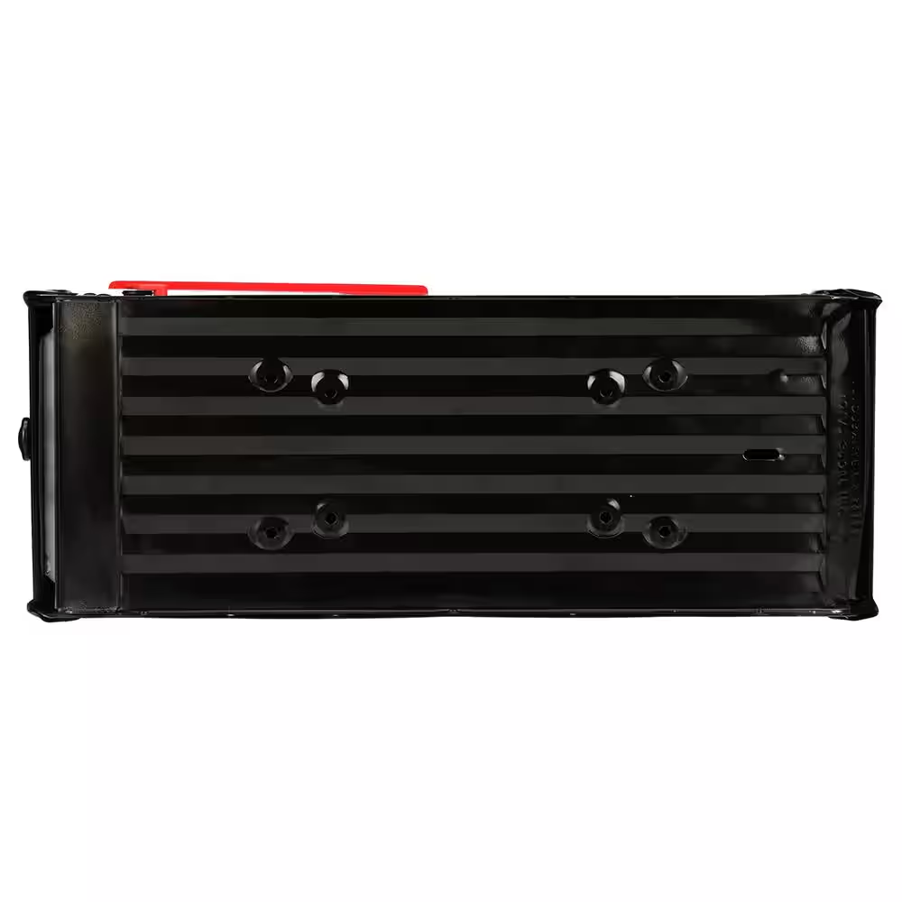 Black Large Outback Double Door Post Mount Mailbox Steel Mount Brass Mailboxes