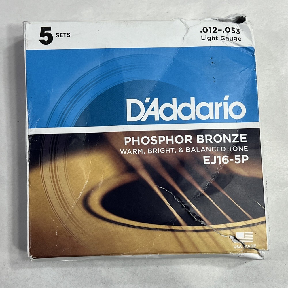 D'Addario EJ16 Phosphor Bronze Light Acoustic Strings 5-Pack
