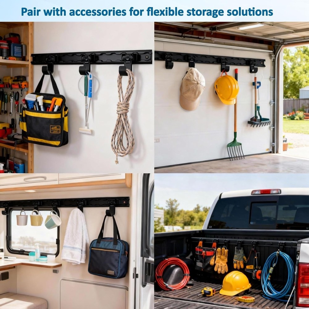 Pack L Track Tie Down System, Includes Black Anodized Aluminum L-Track 4ft 4