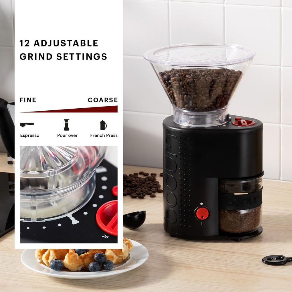 High-Quality Conical Burr Coffee Grinder with Adjustable Timer & 12 Settings