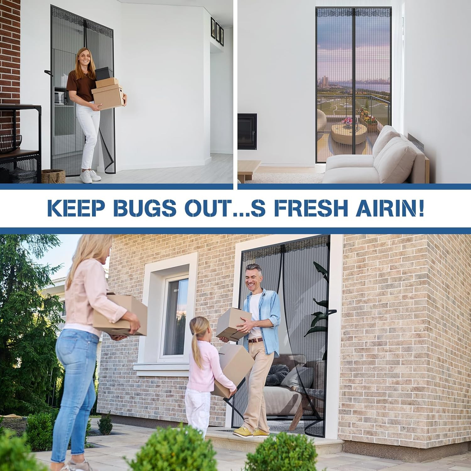 Heavy Duty Magnetic Screen Door - Fits Door Size 38X82Inch, Self-Closing, Easy I