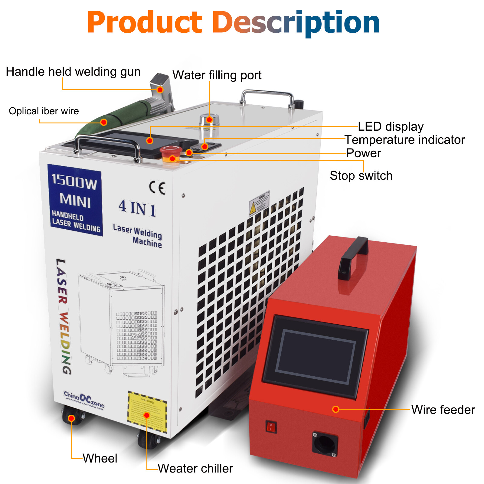 BWT 1500W 4 IN 1 Fiber Laser Welder Laser Cleaning Cutting Machine CE US Stock