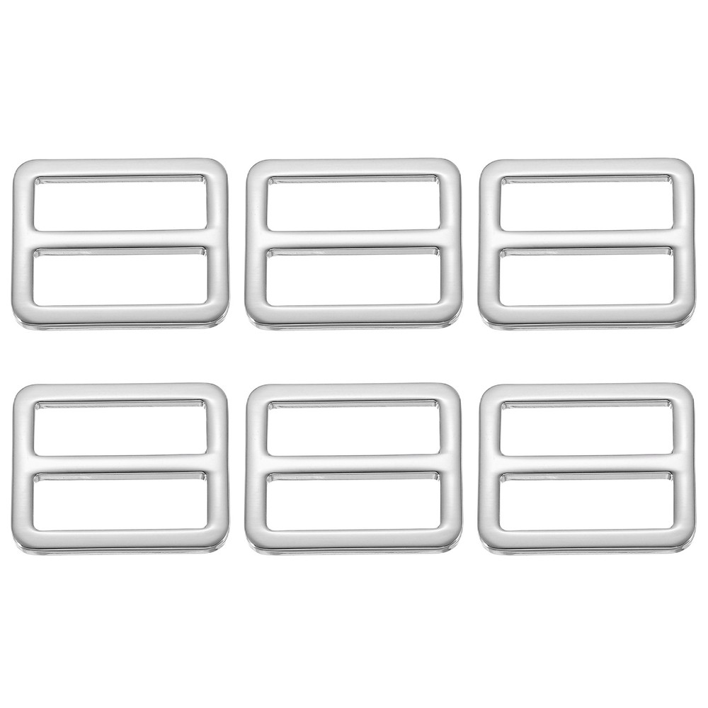 Slide Tri-Glide Buckle, 1"Metal Adjustable Slide Rectangle 6 Pcs & Silver