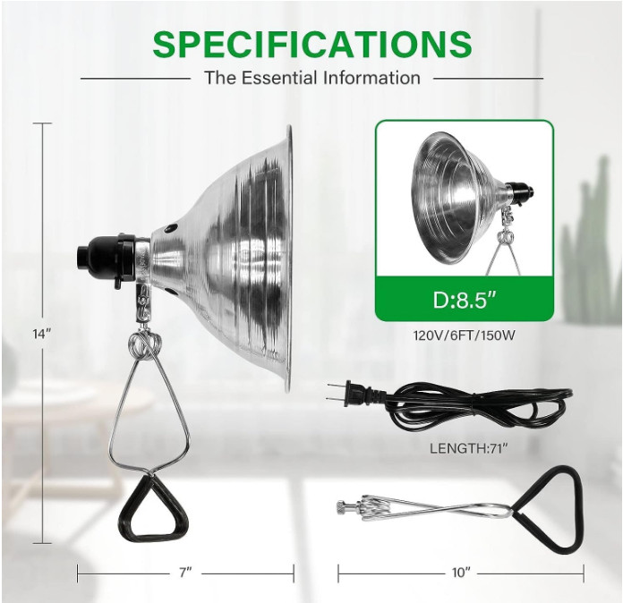 Simple Deluxe 2Pack Clamp Lamp, 8.5" Reflector, 150W E26 Socket, 6Ft, Silver