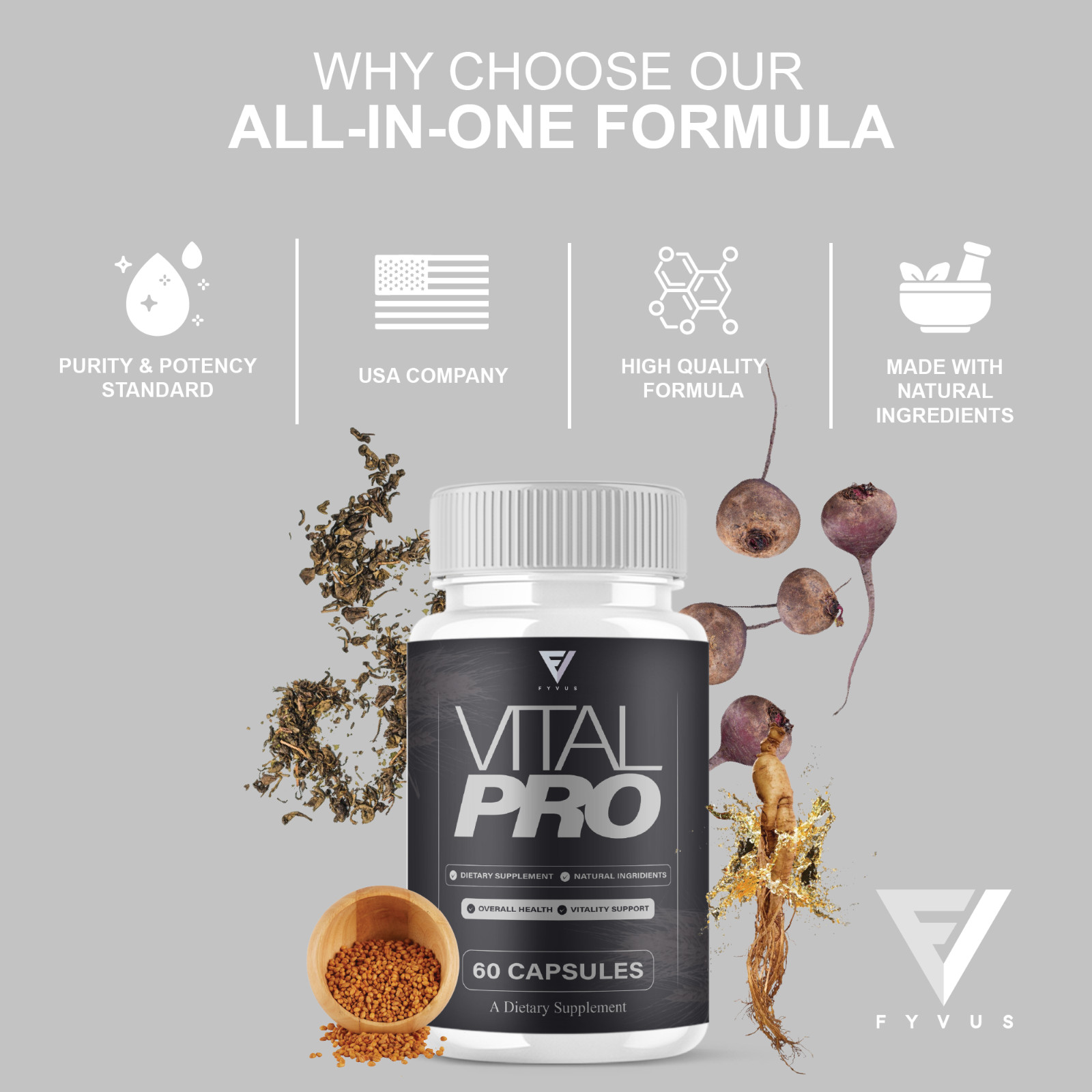 (3 Pack) Vital Pro Capsules, Vital Pro Performance Supplement (180 Capsules)