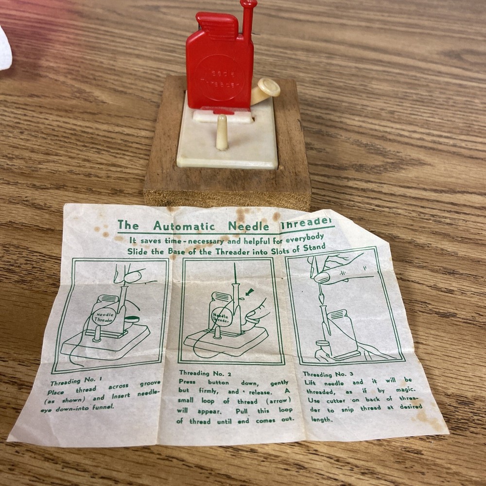 Witch Automatic Needle Threader with instructions Vintage two piece set