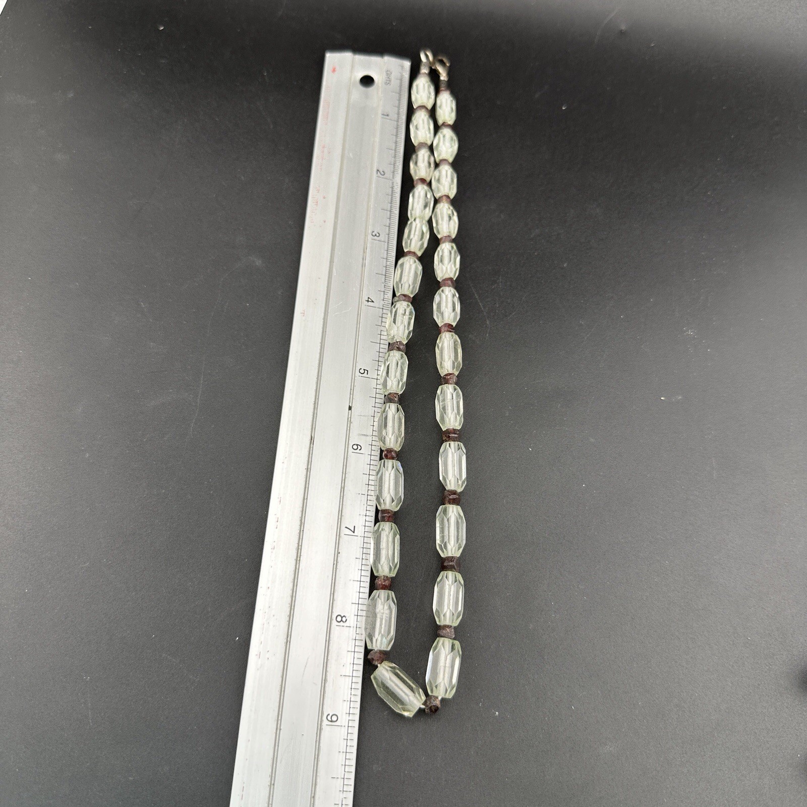 Stunning Vintage Himalayan Diamond Quartz With Garnet Beads Beautiful Necklace