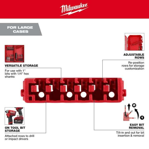 Milwaukee Tool 48-32-9934 Large Case Rows For Insert Bit Accessories (5 Pk)