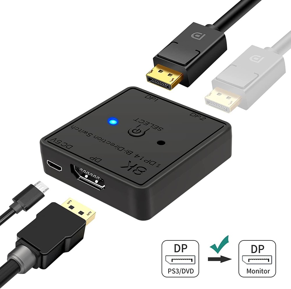 Multi Display Splitter, Bidirectional Switcher, 1DP14 Bi-Direction Switch for Pc