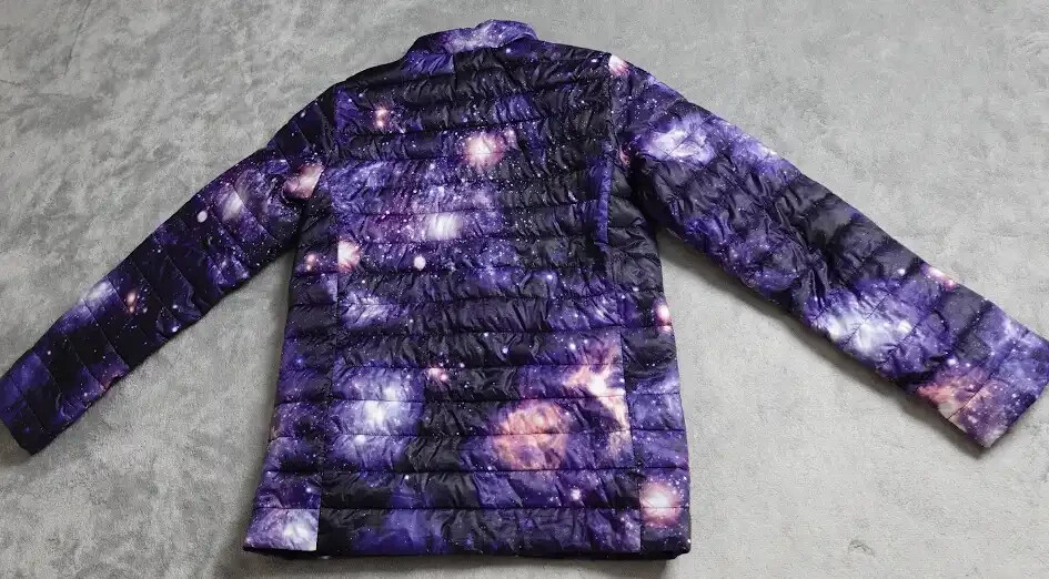 Lands' End Space Puffer Coat Boys Medium Purple Black Full Zip Down Alternative!