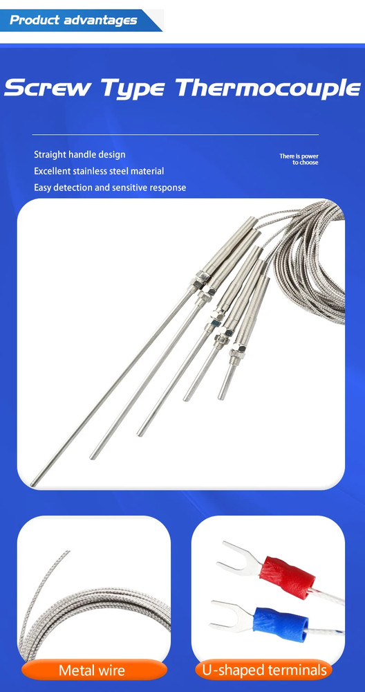 Thermocouple Temperature Sensor Compression Spring Probe M8 1m 2m 3m 5m Type K J