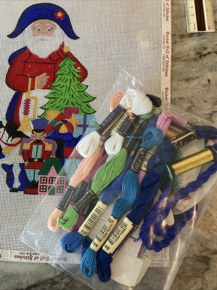 Christopher Radko Needlepoint KIT 18 Mesh Embroidery Christmas Thread, Floss