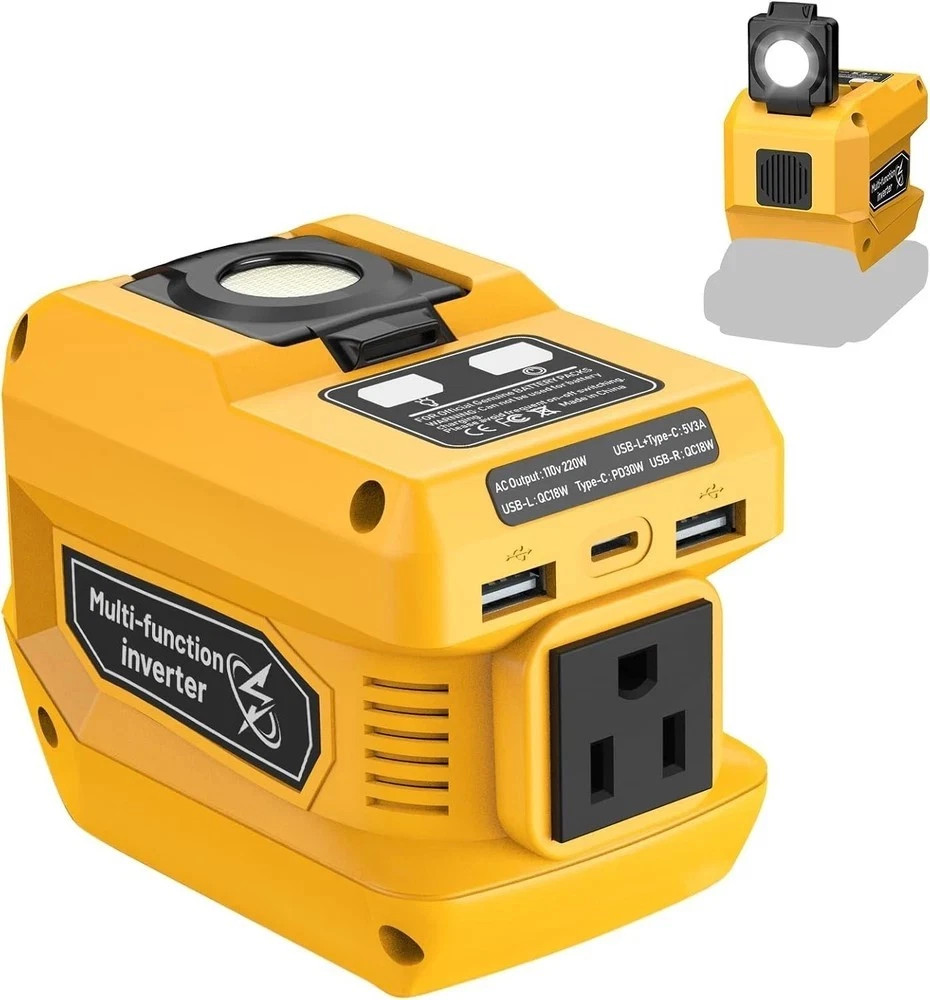 220W Power Inverter Compatible with Dewalt 20V Battery, 110V Power Station