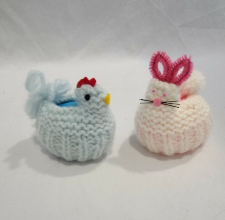 Crochet Chicken Bunny Easter Egg Holders Plus 2 Wire Mesh