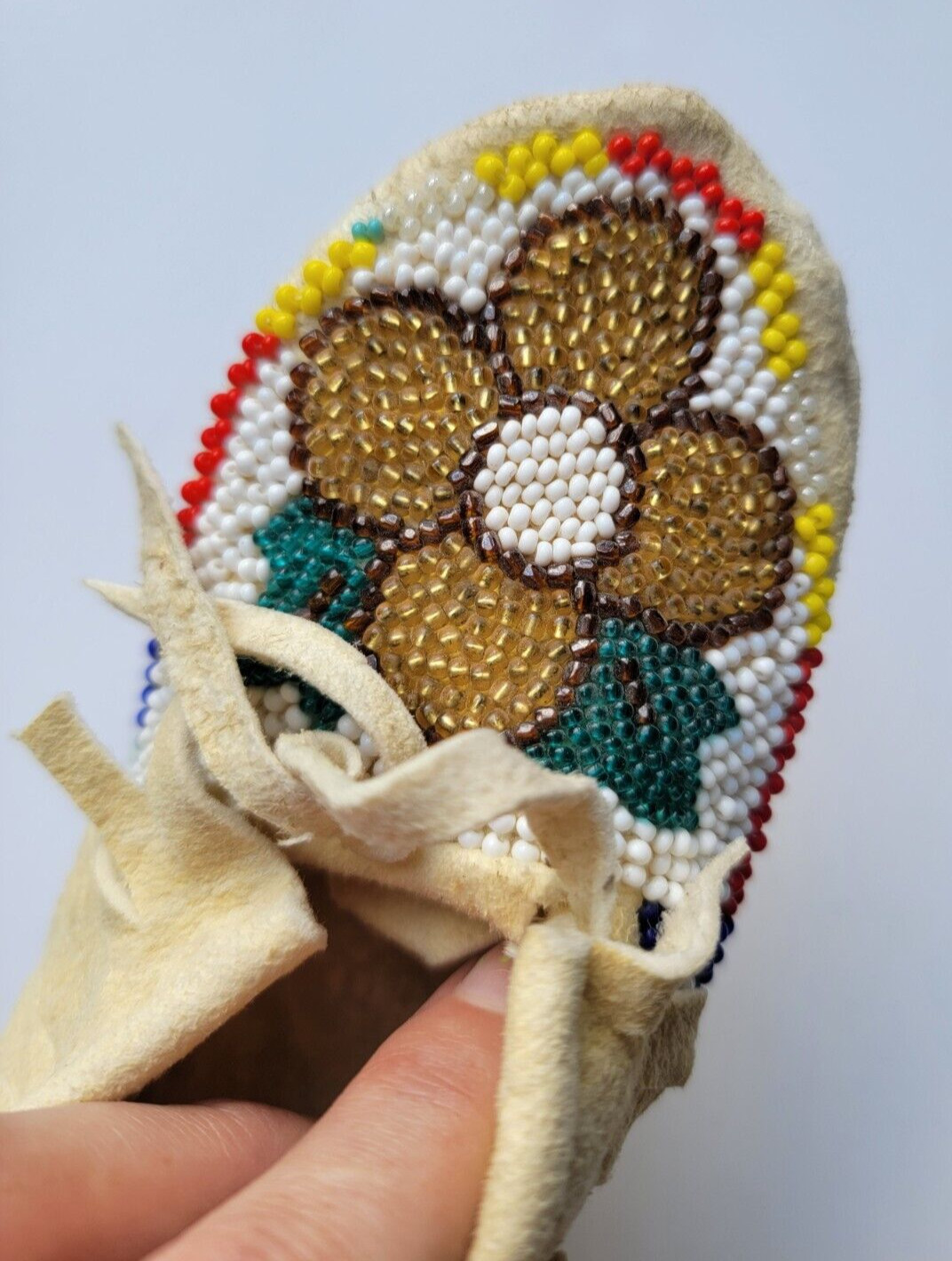 MODERN Beaded Multicolored Indian Floral Child Moccasins Native Beadwork