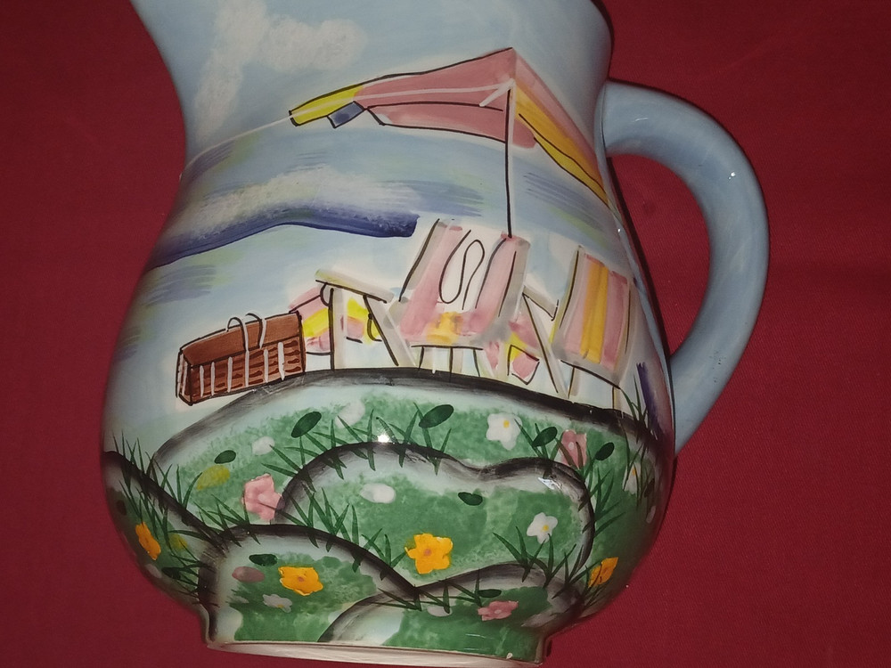 Ceramic Beach Scene Pitcher