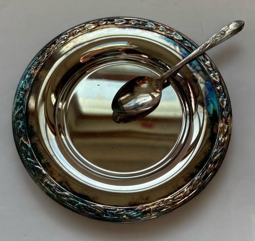 Silver Plated Compote Dish with Spoon By Oneida