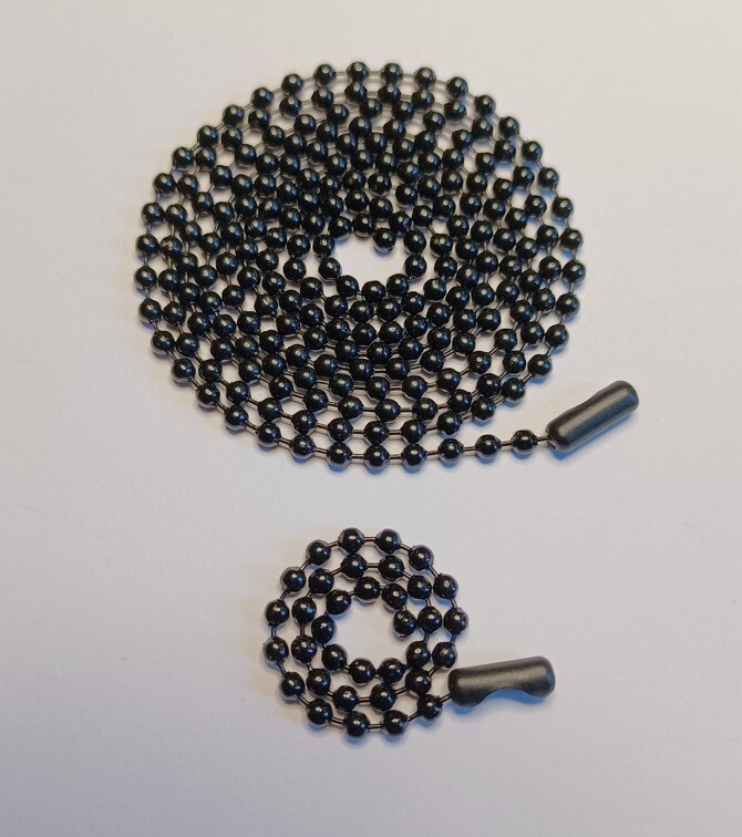 Black Military Dog Tag Chain Necklace Set 27" & 4.5"