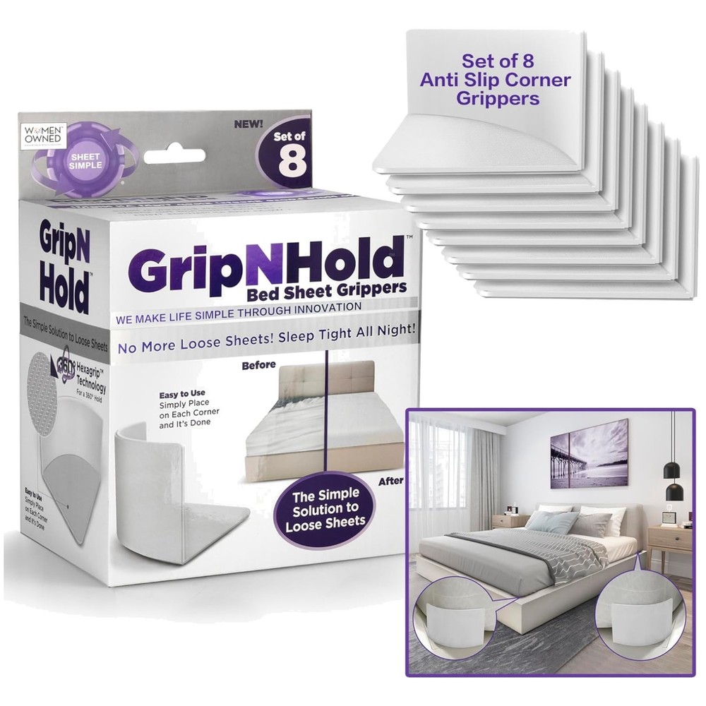 Hexagrip 360 Bed Sheet Holders - Durable & Reliable (2 Pack)
