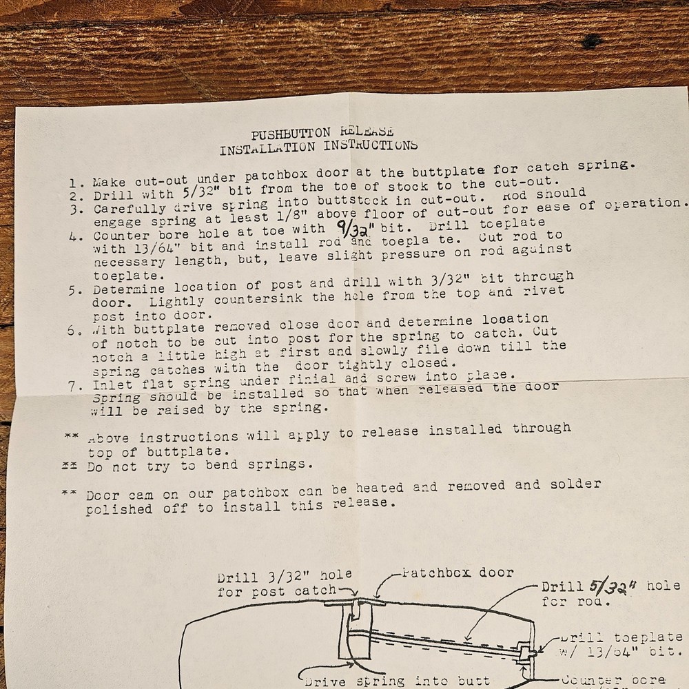 Vtg Push Button Release For Patchbox Kit Flintlock Muzzleloader Builder Parts