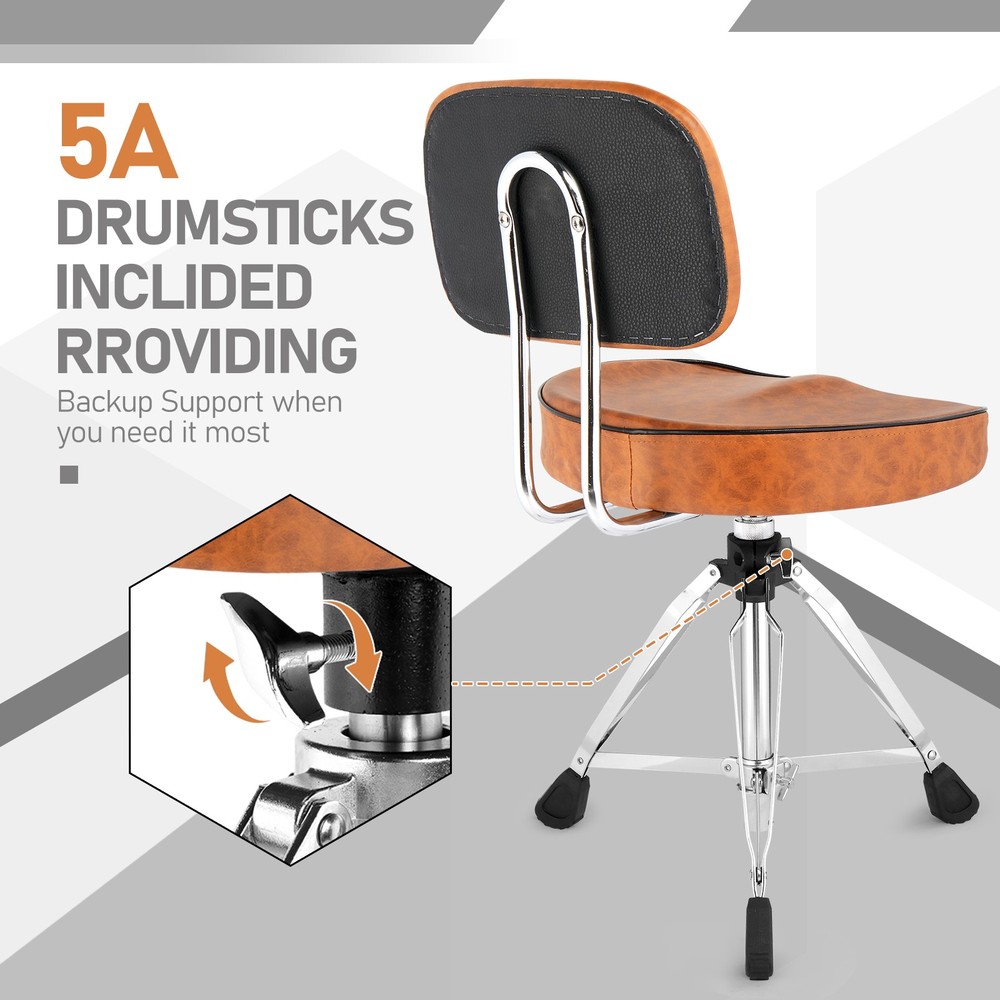 5Core Drum Throne Saddle Height Adjustable Thick Padded Seat Drum Stool Chair
