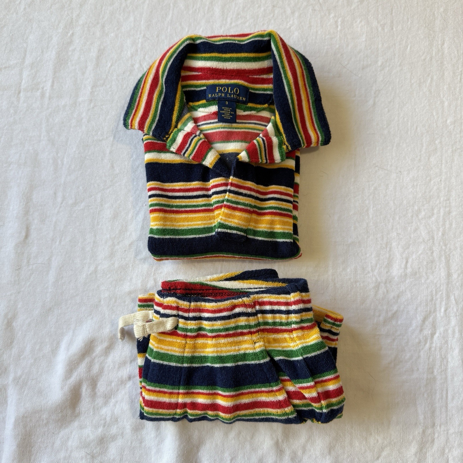 Polo Ralph Lauren Kids Toddler striped cotton terry polo shirt and shorts set