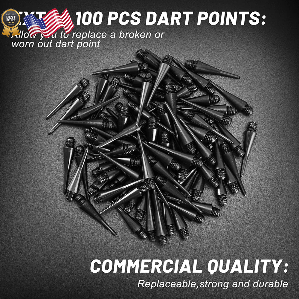 12 Pcs Soft Tip Darts Bar Dart Plastic Tip Darts Set Attach Extra 100 Black 2BA