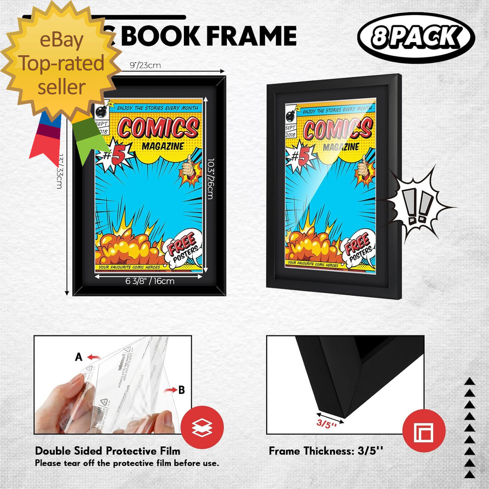 8 Pack Comic Book Frame UV Protection Comic Picture Magazine Frames Fits Current