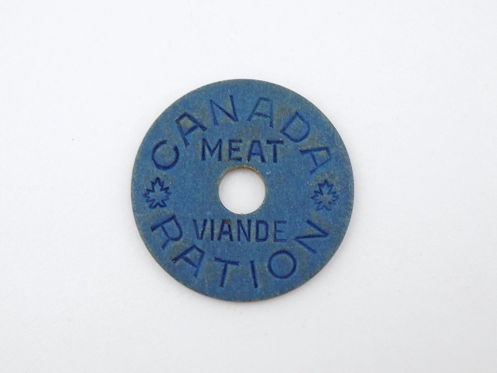 Original WWII Canada Homefront Meat Ration Blue Token