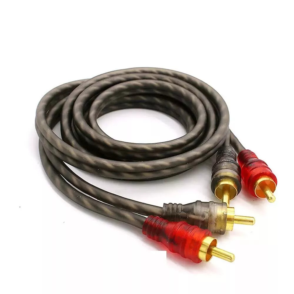 2× RCA Cables 2 Channel Twisted 4Ft Car Audio Shielded Interconnect Amp Wire US