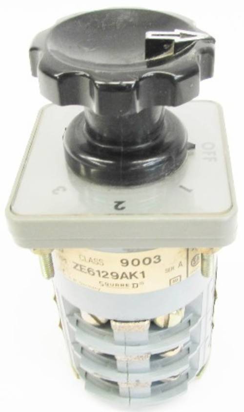 Square D ZE6129AK1 25A 600V Gray Maintained 3 Position Ammeter Rotary Switch