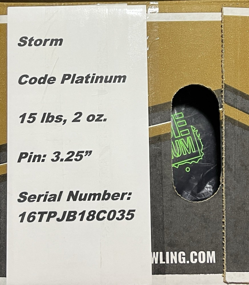 Storm Code Platinum 15 lb Overseas Bowling Ball New Without Original Box